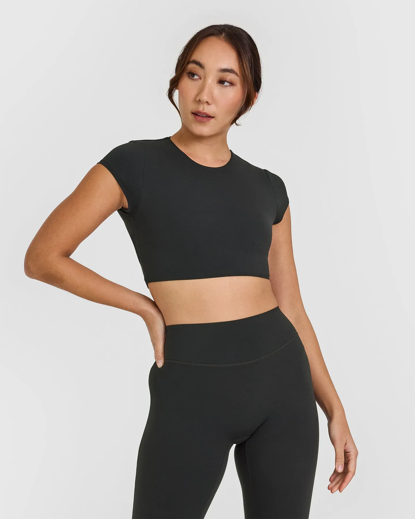 SoftMotion™ Short Sleeve Crop Top | Soft Black sold by Oner Active