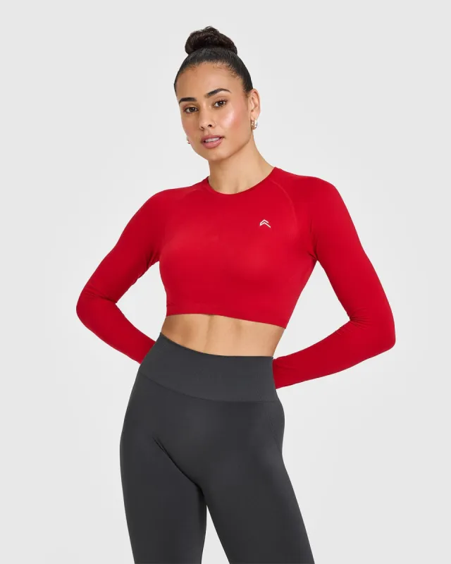 Go To Seamless Fitted Crop Long Sleeve Top | Fire Red sold by Oner Active