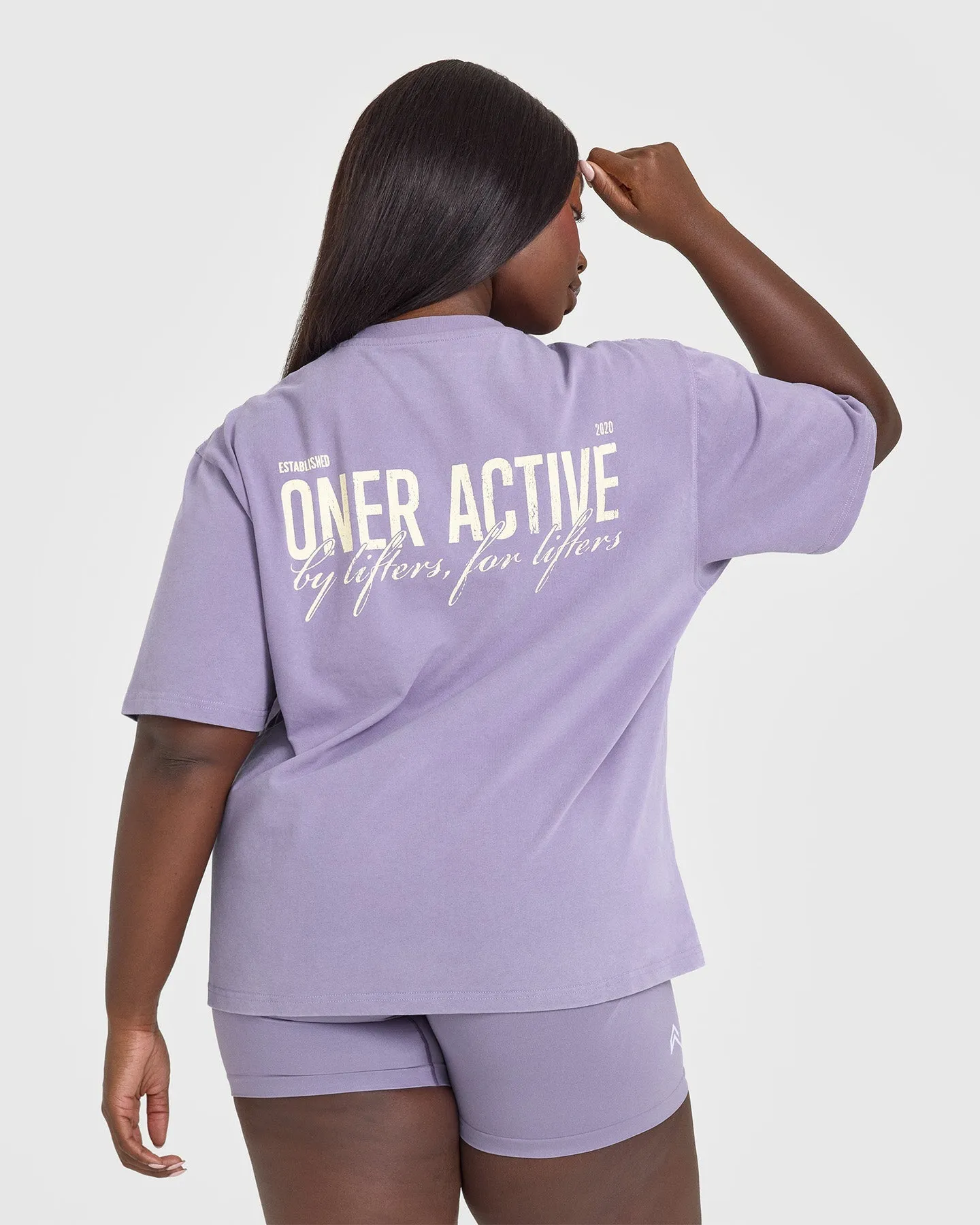 Oversized Graphic Washed T-Shirt | Soft Purple sold by Oner Active product image thumbnail 2