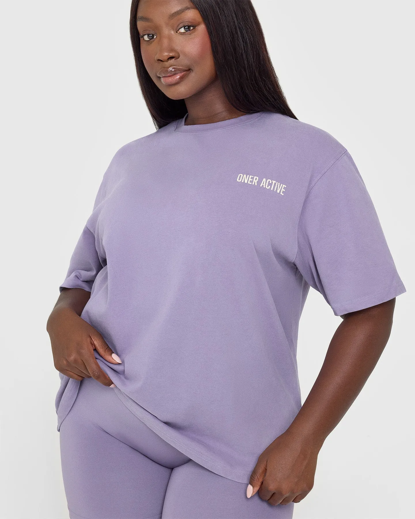 Oversized Graphic Washed T-Shirt | Soft Purple sold by Oner Active product image thumbnail 4