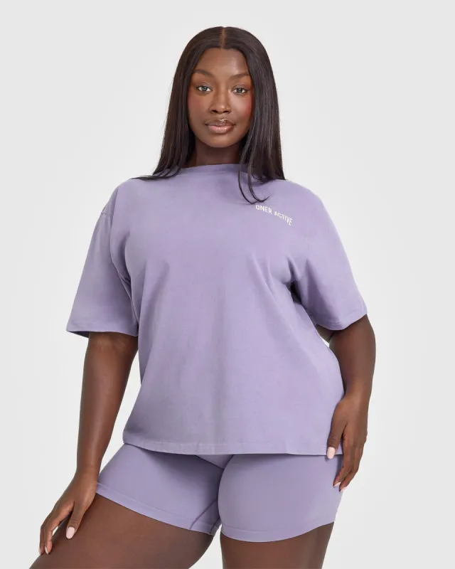 Oversized Graphic Washed T-Shirt | Soft Purple sold by Oner Active