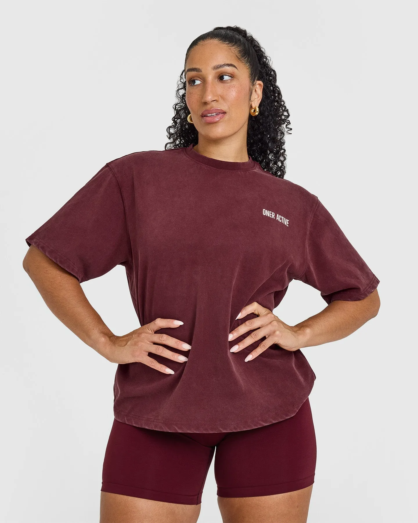 Oversized Graphic Washed T-Shirt | Rosewood sold by Oner Active