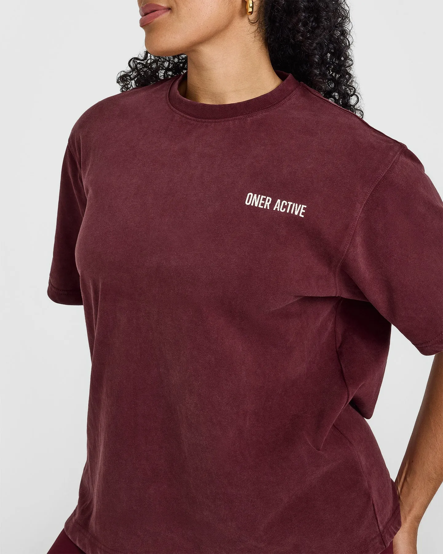 Oversized Graphic Washed T-Shirt | Rosewood sold by Oner Active product image thumbnail 5