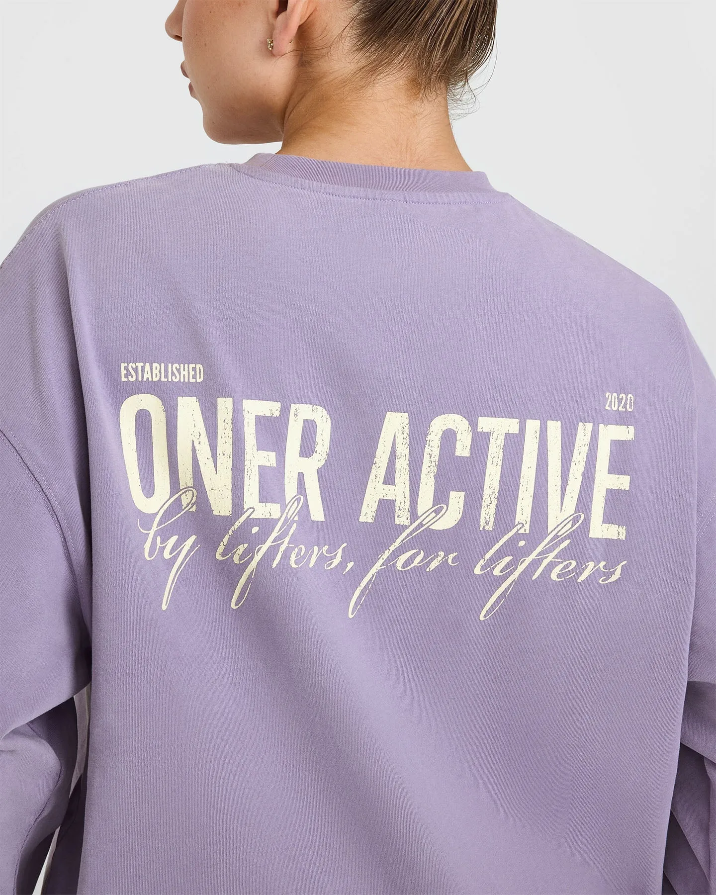 Oversized Graphic Washed Long Sleeve Top | Soft Purple sold by Oner Active product image thumbnail 5