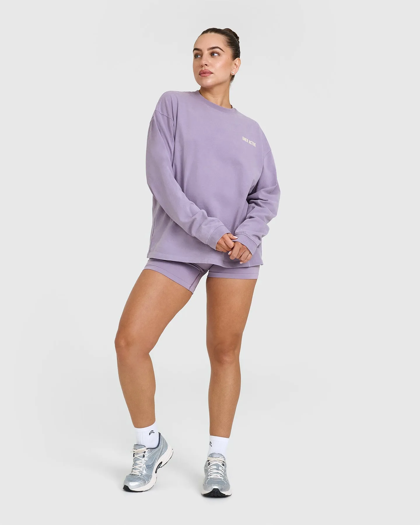 Oversized Graphic Washed Long Sleeve Top | Soft Purple sold by Oner Active product image thumbnail 3
