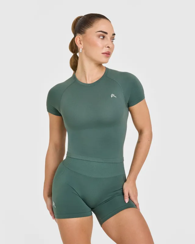 Go To Seamless Fitted Mid Top | Iced Green sold by Oner Active