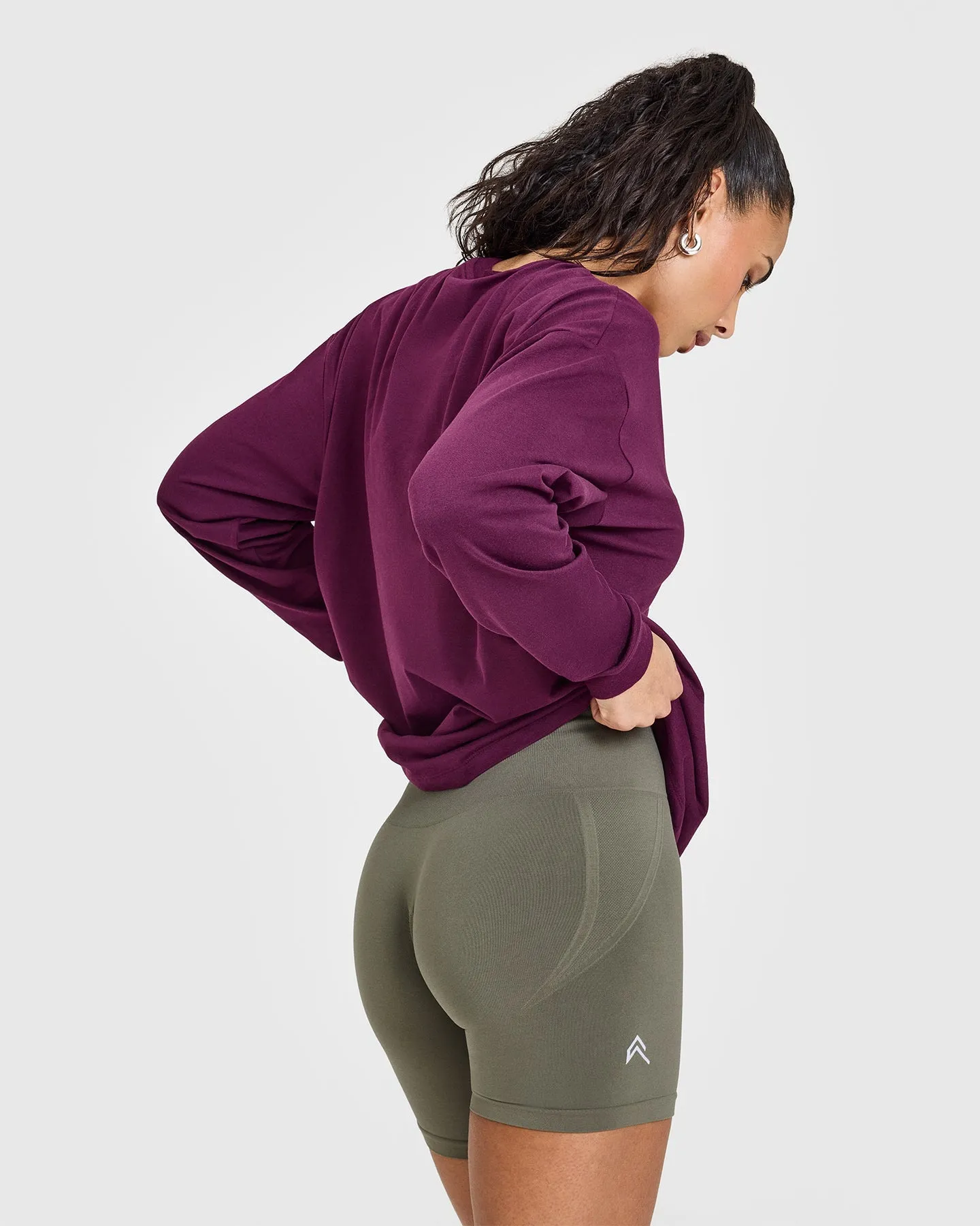 Classic Oversized Lightweight Long Sleeve Top | Ripe Fig sold by Oner Active product image thumbnail 2