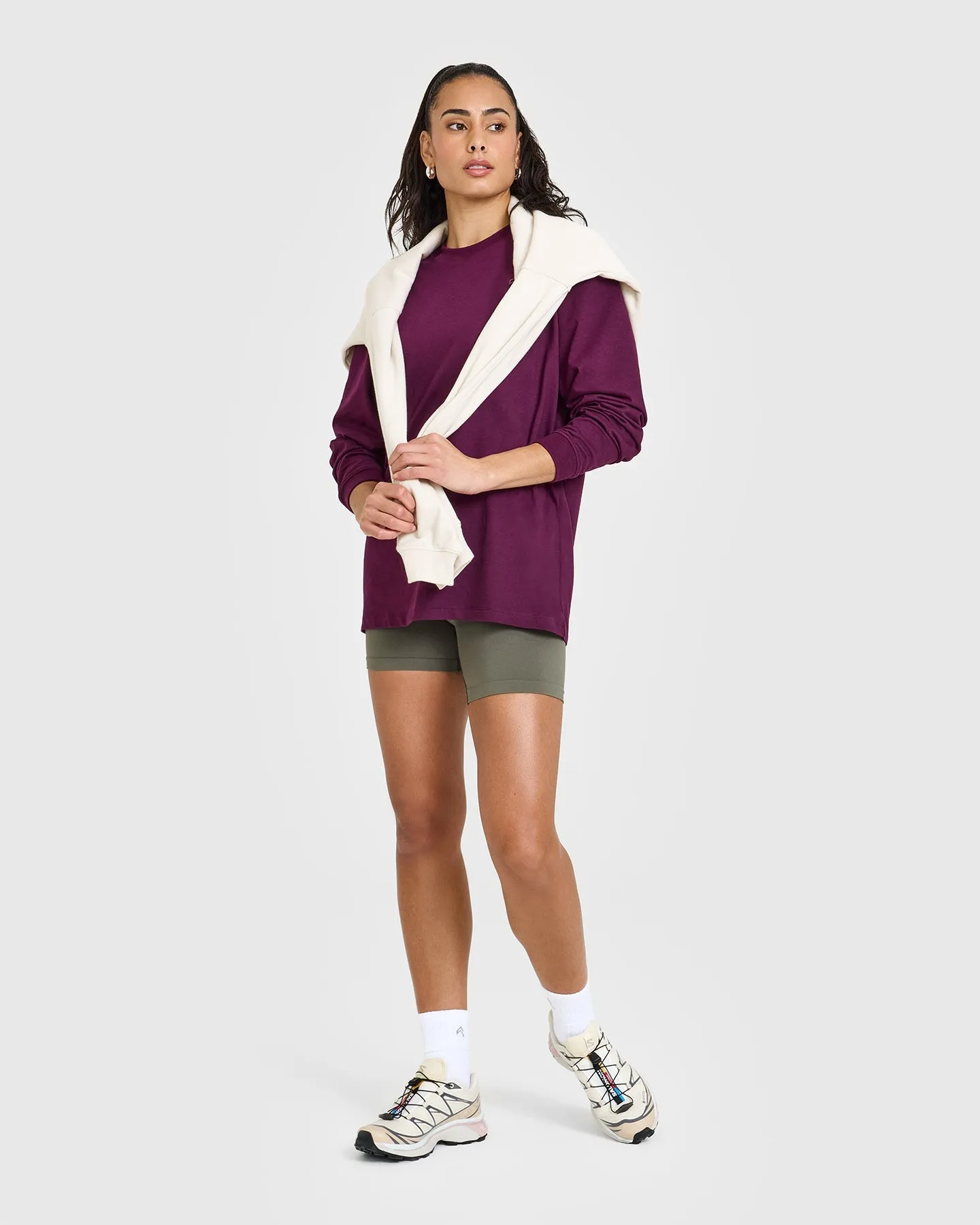 Classic Oversized Lightweight Long Sleeve Top | Ripe Fig sold by Oner Active product image thumbnail 3