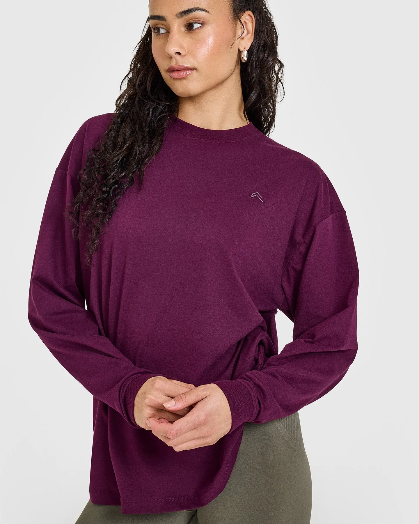 Classic Oversized Lightweight Long Sleeve Top | Ripe Fig sold by Oner Active product image thumbnail 4