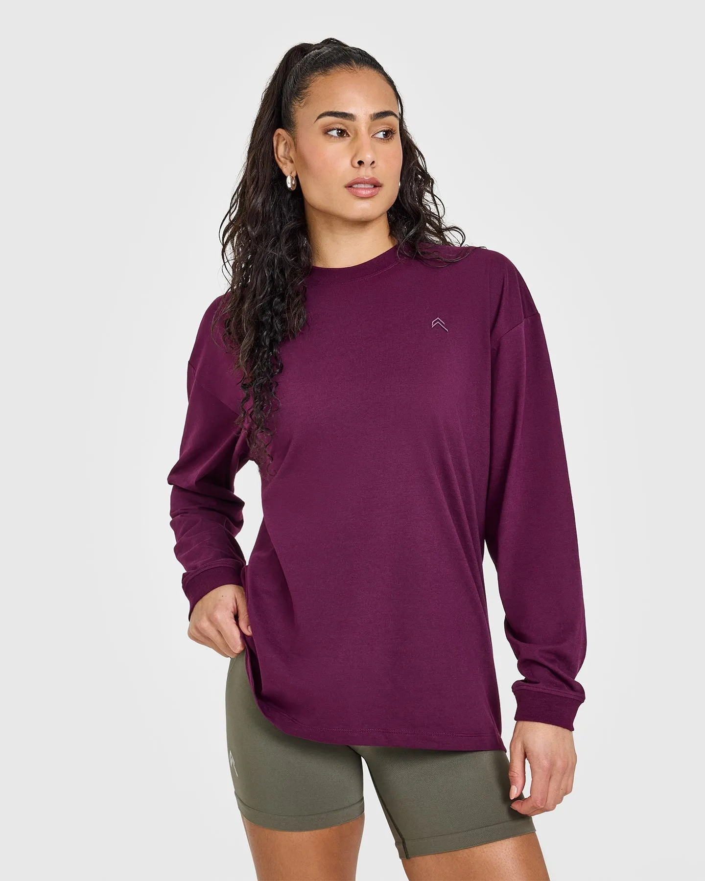 Classic Oversized Lightweight Long Sleeve Top | Ripe Fig sold by Oner Active