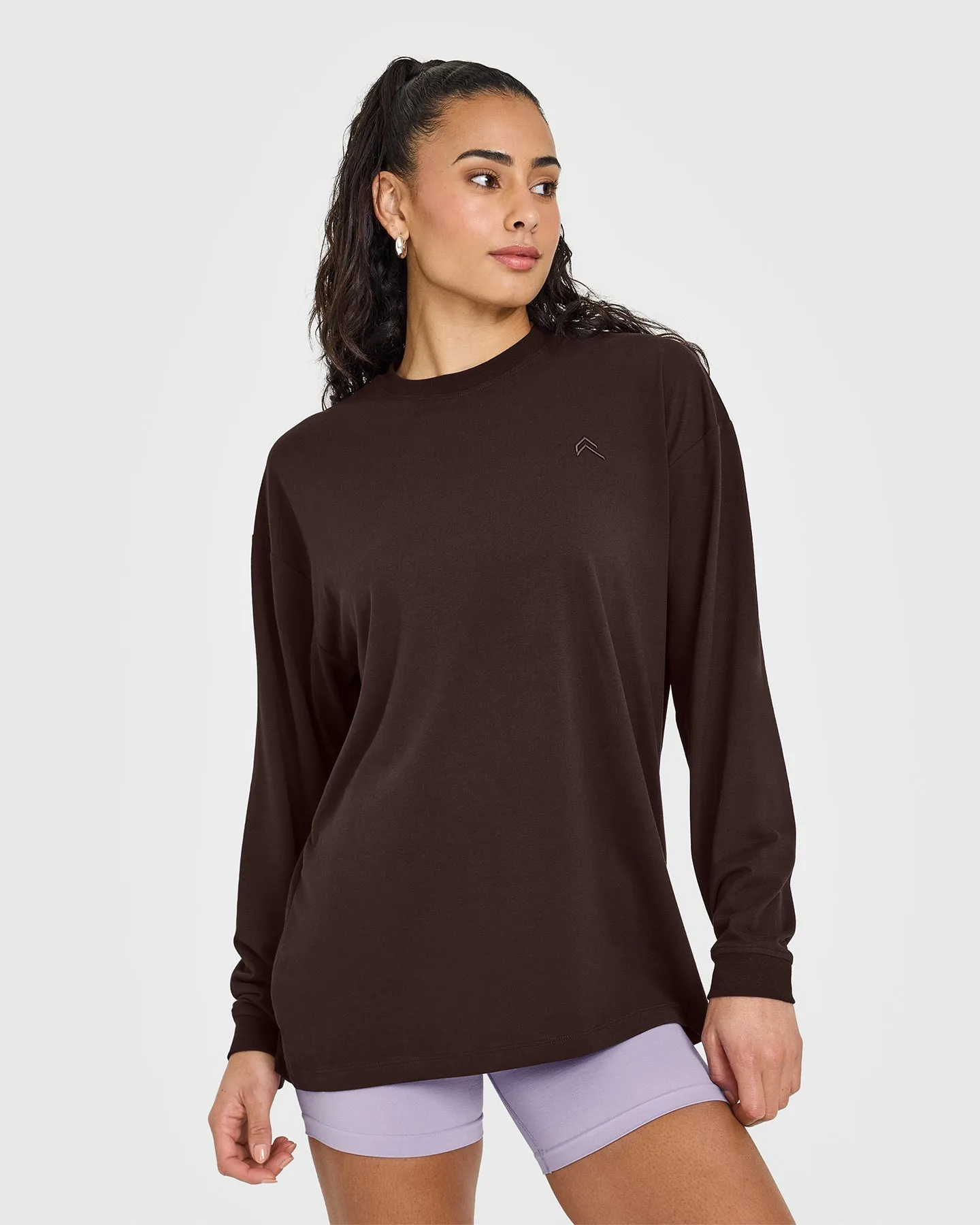 Classic Oversized Lightweight Long Sleeve Top | 70% Cocoa sold by Oner Active