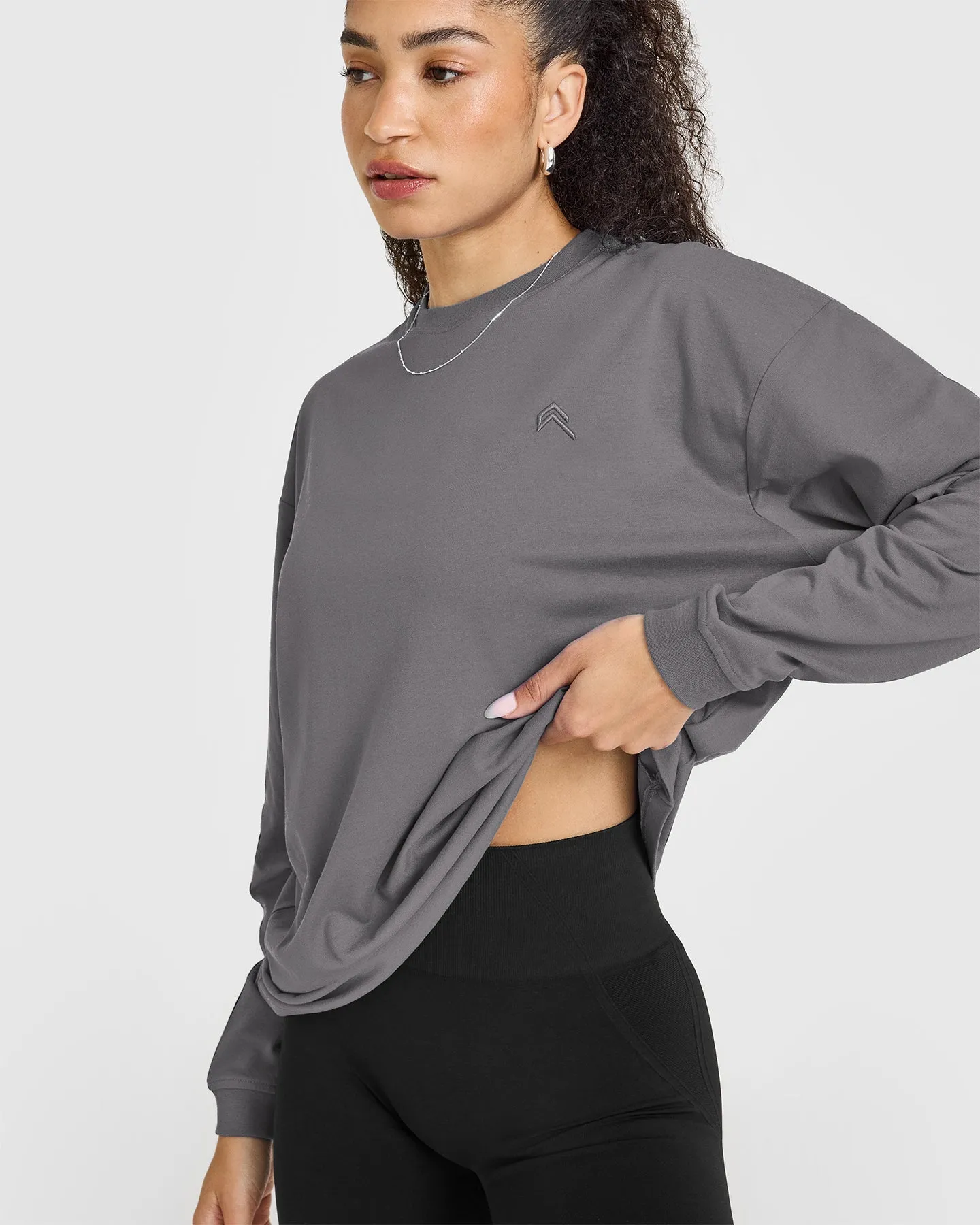 Classic Oversized Lightweight Long Sleeve Top | Ash Grey sold by Oner Active product image thumbnail 4