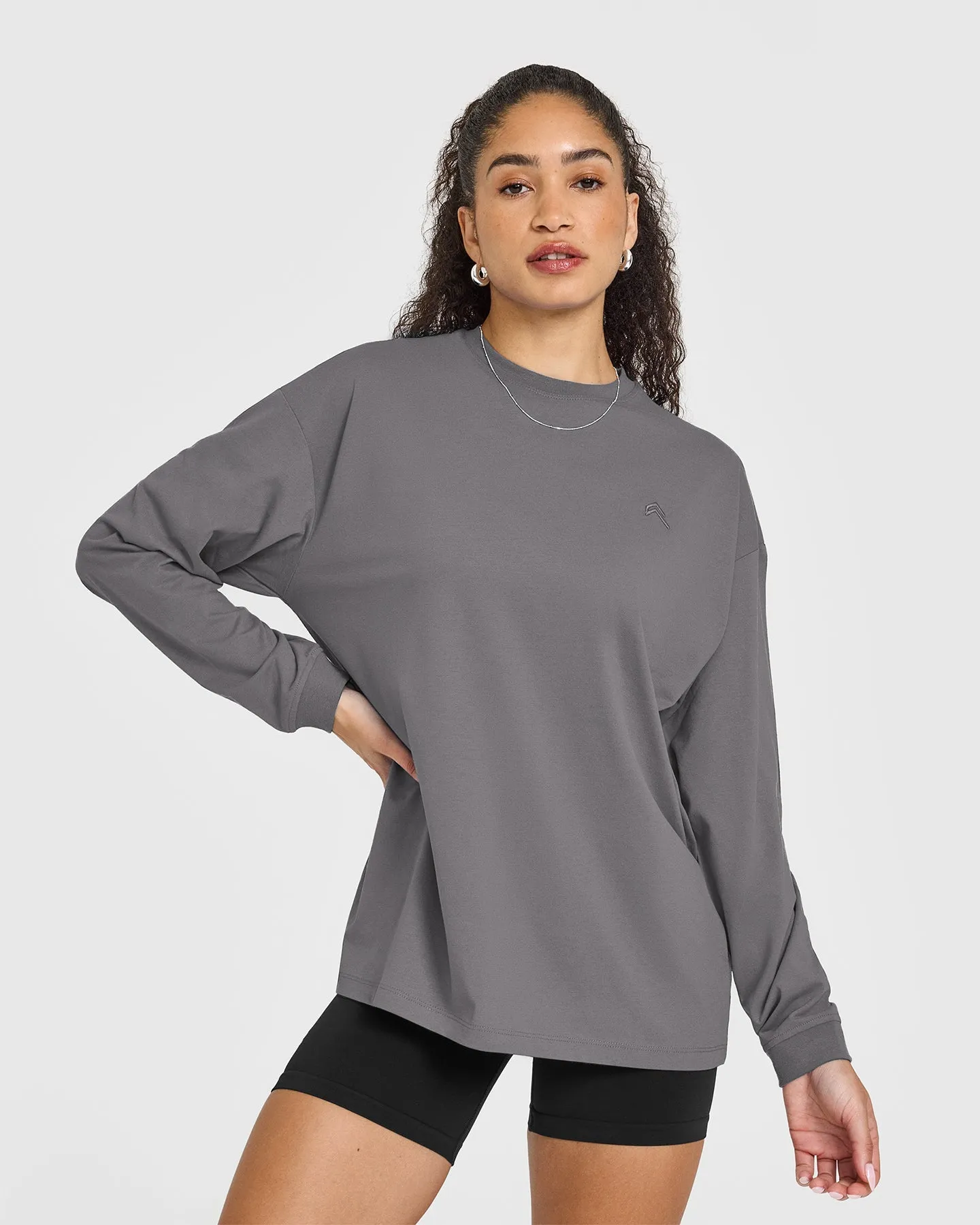 Classic Oversized Lightweight Long Sleeve Top | Ash Grey sold by Oner Active