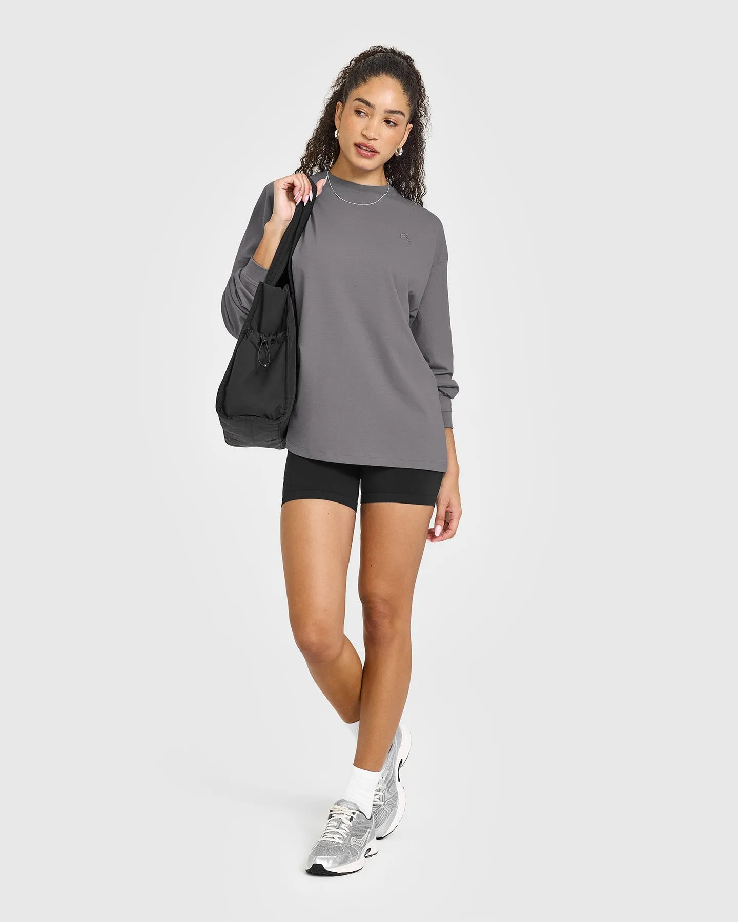Classic Oversized Lightweight Long Sleeve Top | Ash Grey sold by Oner Active product image thumbnail 3