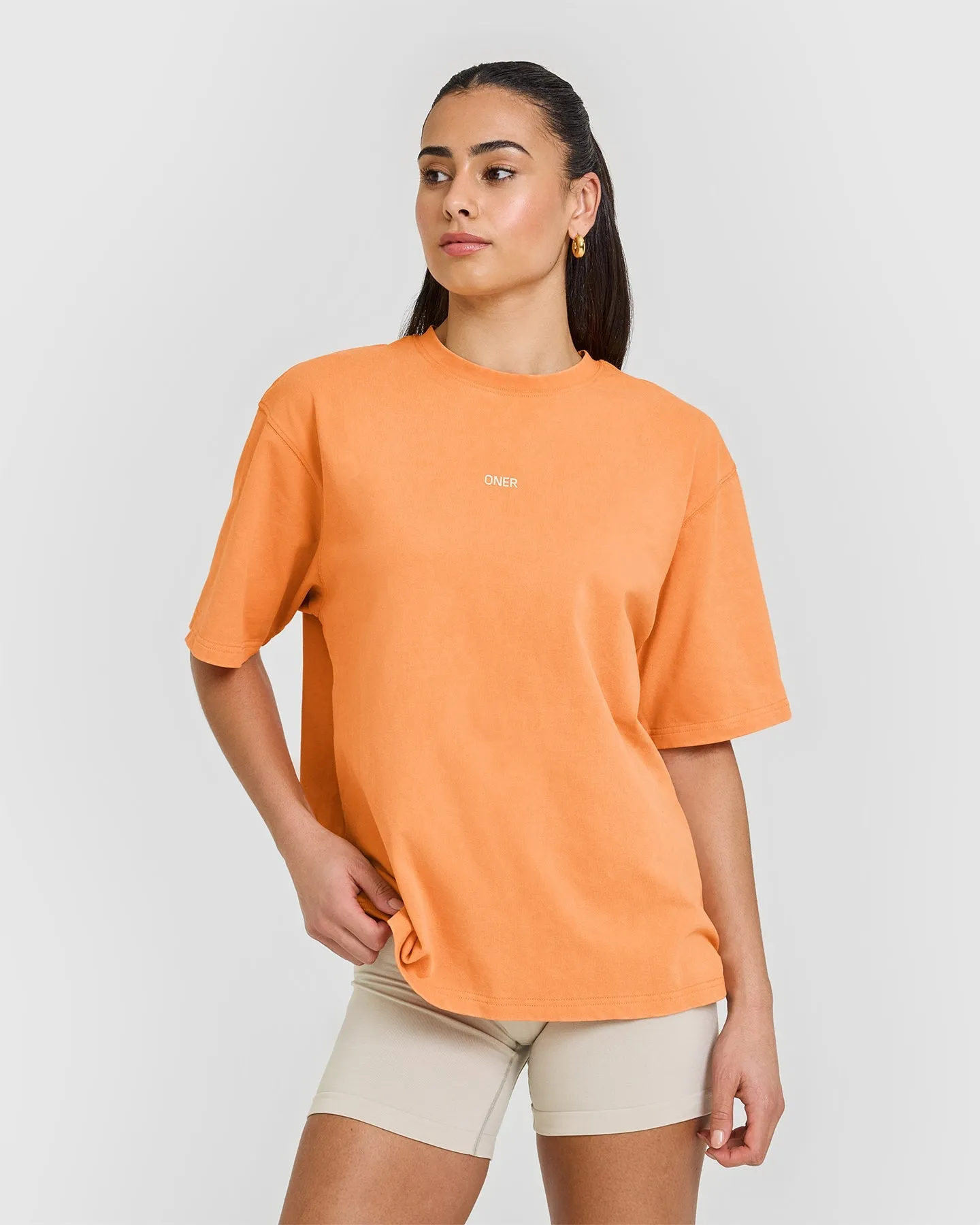 Raising The Bar Oversized Washed T-Shirt | Apricot Orange sold by Oner Active