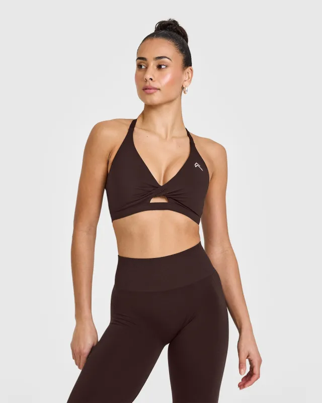 Unified Twist Sports Bra | 70% Cocoa sold by Oner Active