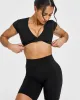 Unified Twist Front Short Sleeve Crop Top | Black sold by Oner Active