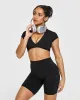 Unified Twist Front Short Sleeve Crop Top | Black sold by Oner Active