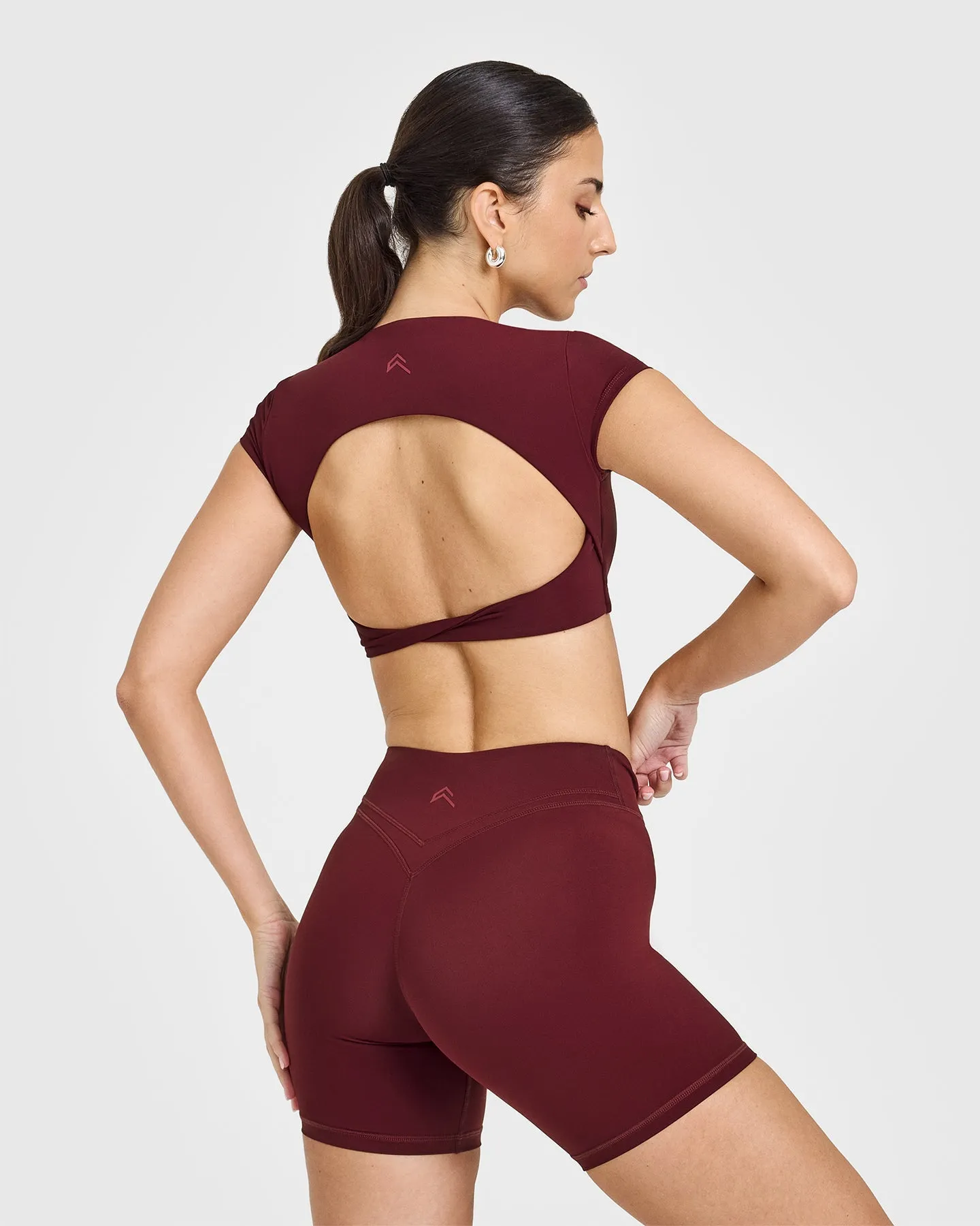Unified Twist Front Short Sleeve Crop Top | Rosewood sold by Oner Active product image thumbnail 4
