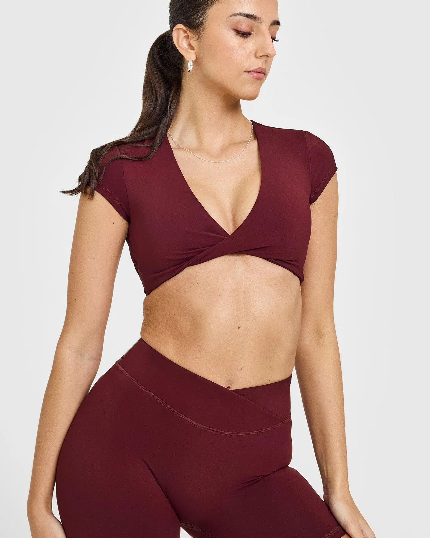 Unified Twist Front Short Sleeve Crop Top | Rosewood sold by Oner Active product image thumbnail 5