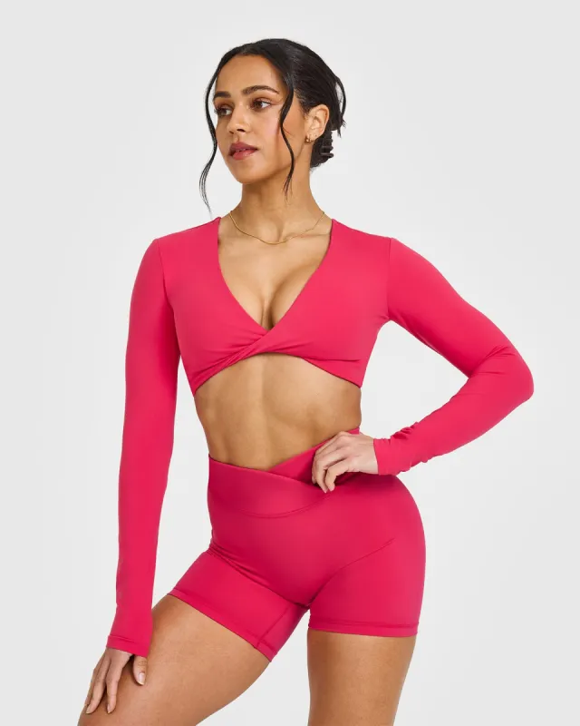 Unified Twist Front Long Sleeve Crop Top | Berry Bloom sold by Oner Active