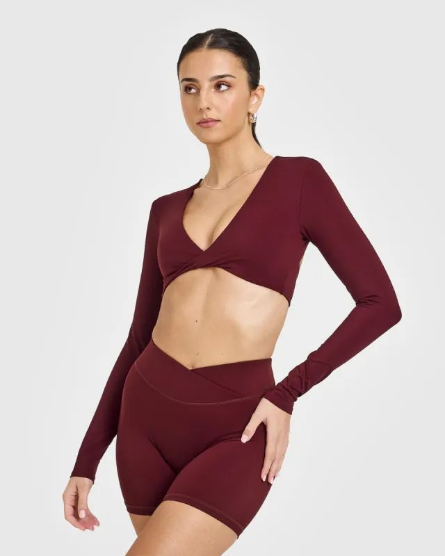 Unified Twist Front Long Sleeve Crop Top | Rosewood sold by Oner Active