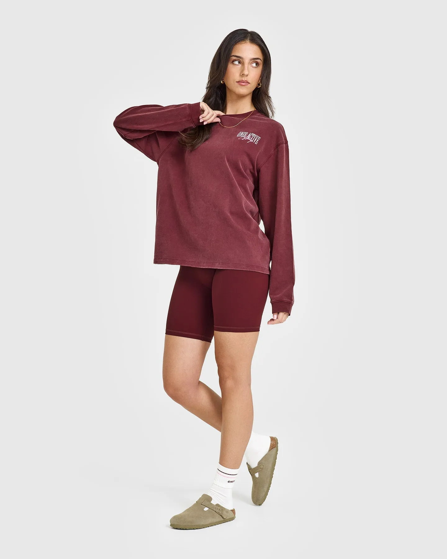 Oner Graphic Washed Long Sleeve Top | Rosewood sold by Oner Active product image thumbnail 3
