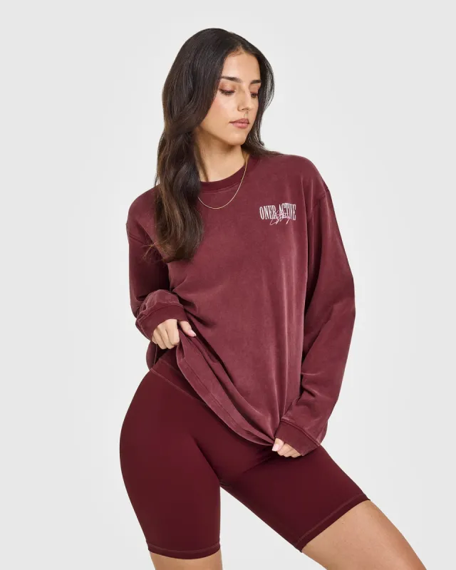 Oner Graphic Washed Long Sleeve Top | Rosewood sold by Oner Active