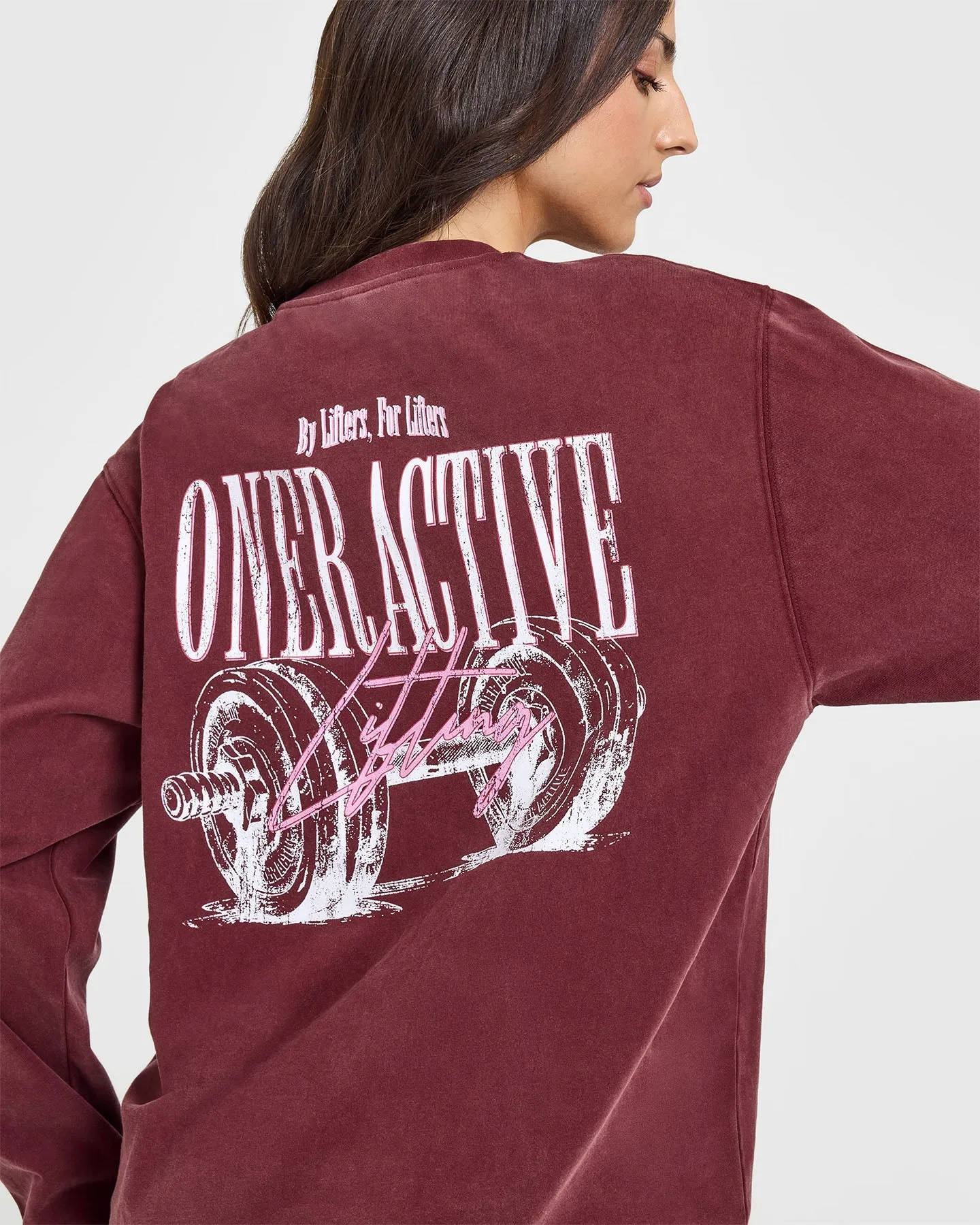 Oner Graphic Washed Long Sleeve Top | Rosewood sold by Oner Active product image thumbnail 5