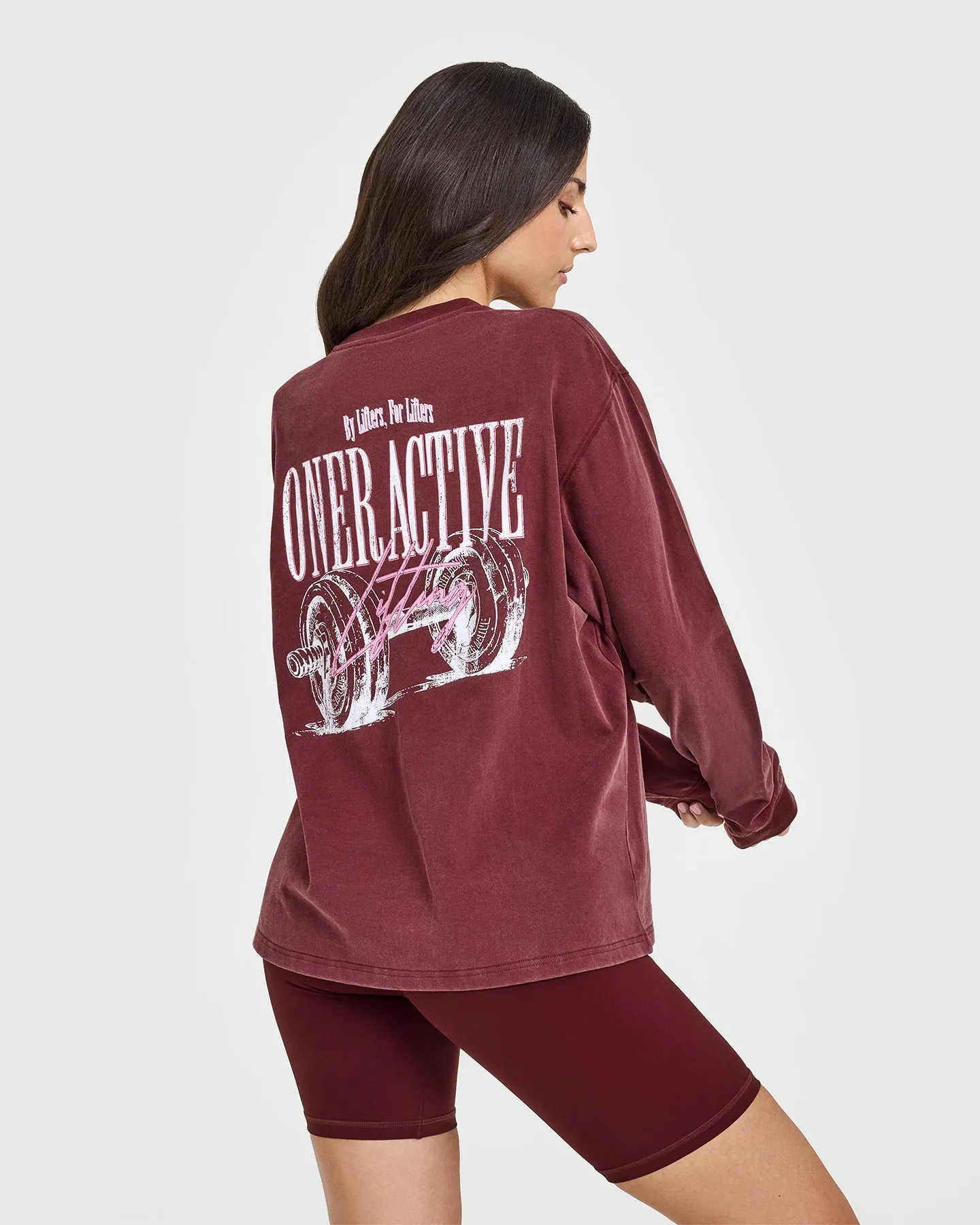 Oner Graphic Washed Long Sleeve Top | Rosewood sold by Oner Active product image thumbnail 2
