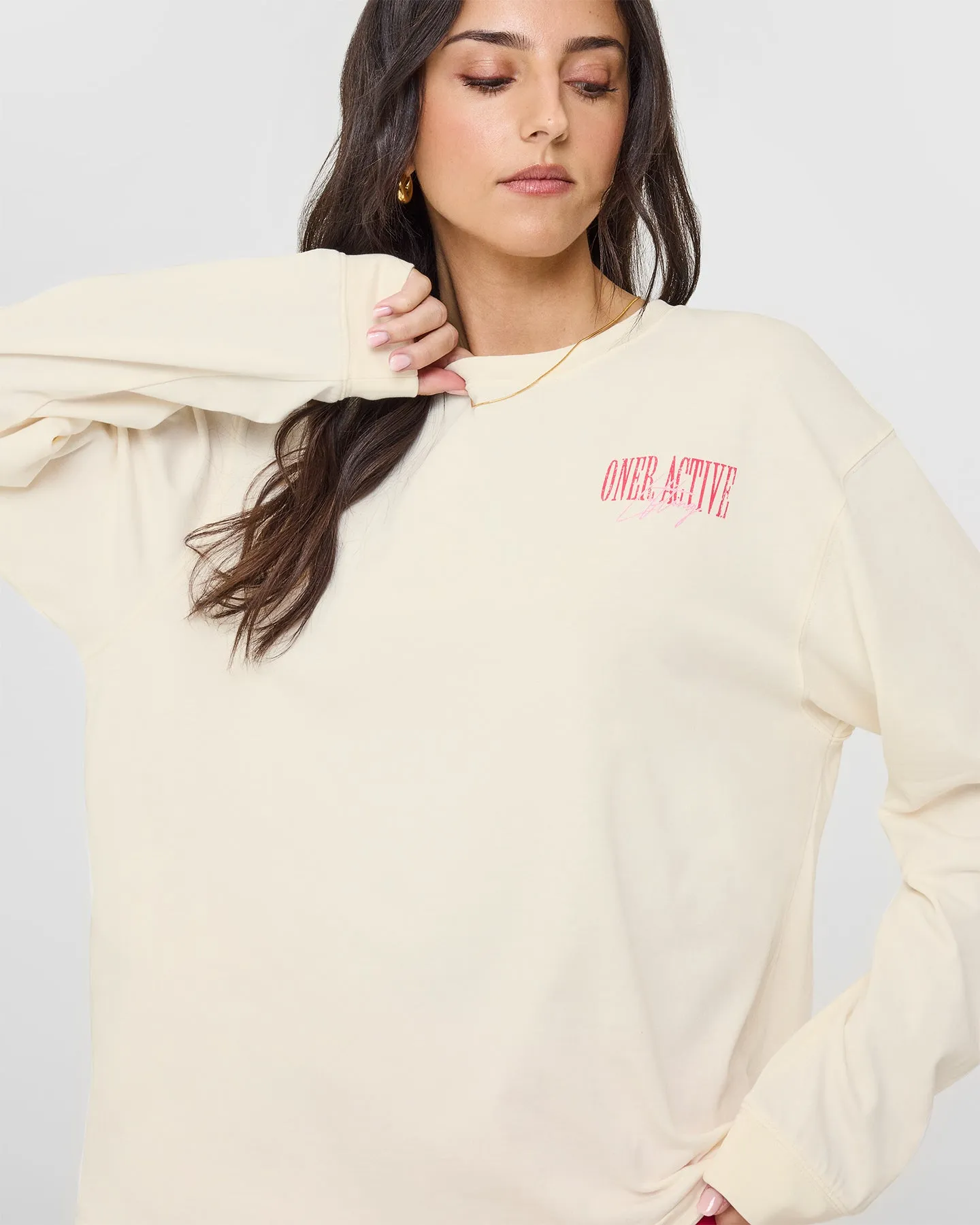 Oner Graphic Washed Long Sleeve Top | Off White sold by Oner Active product image thumbnail 5