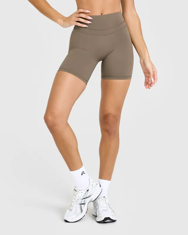 Unified High Waisted Shorts 6" | Moss Brown sold by Oner Active