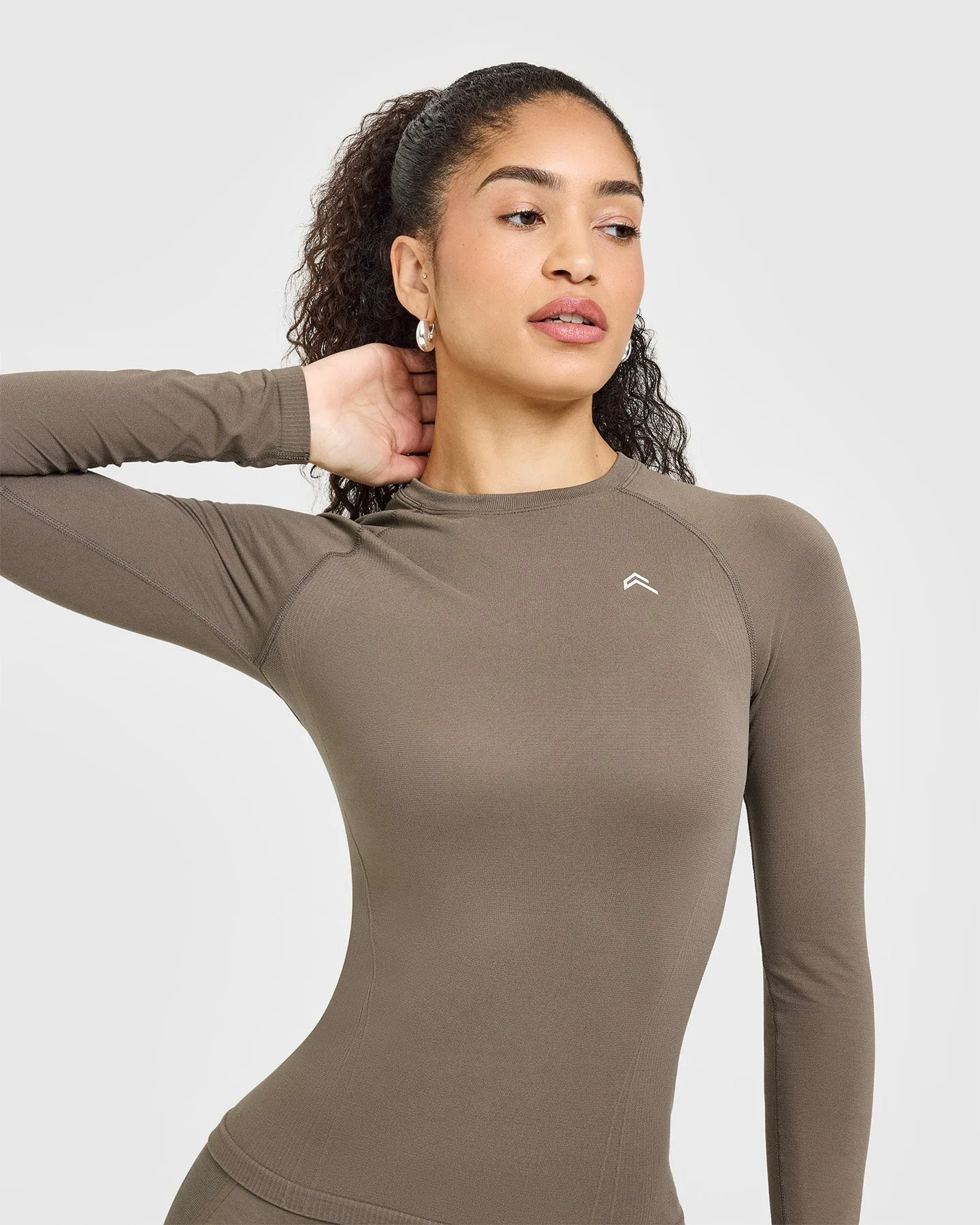 Go To Seamless Fitted Long Sleeve Top | Moss Brown sold by Oner Active product image thumbnail 5
