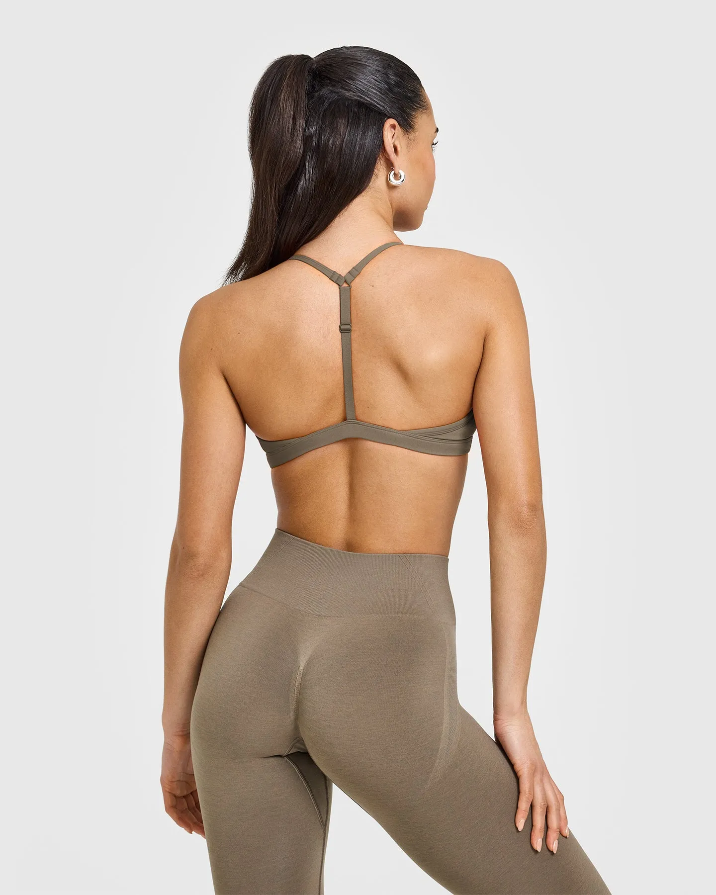 EasyLift™ Ultra Minimal V Neck Bralette | Moss Brown sold by Oner Active product image thumbnail 4