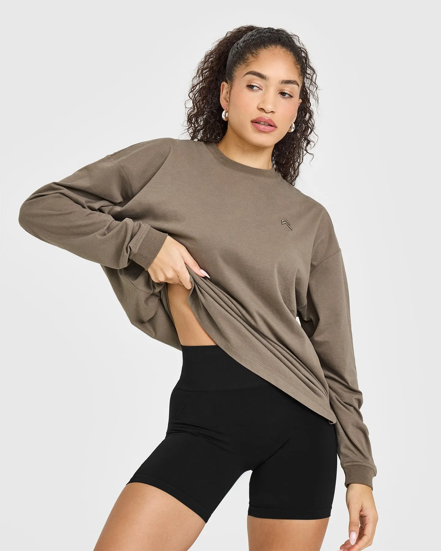 Classic Oversized Lightweight Long Sleeve Top | Moss Brown sold by Oner Active