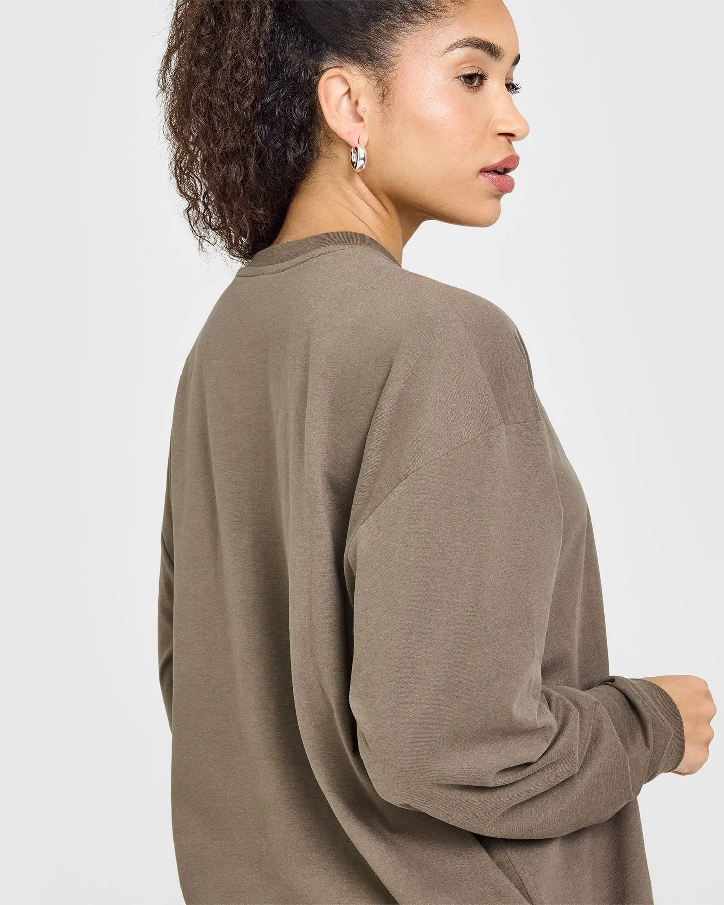 Classic Oversized Lightweight Long Sleeve Top | Moss Brown sold by Oner Active product image thumbnail 5