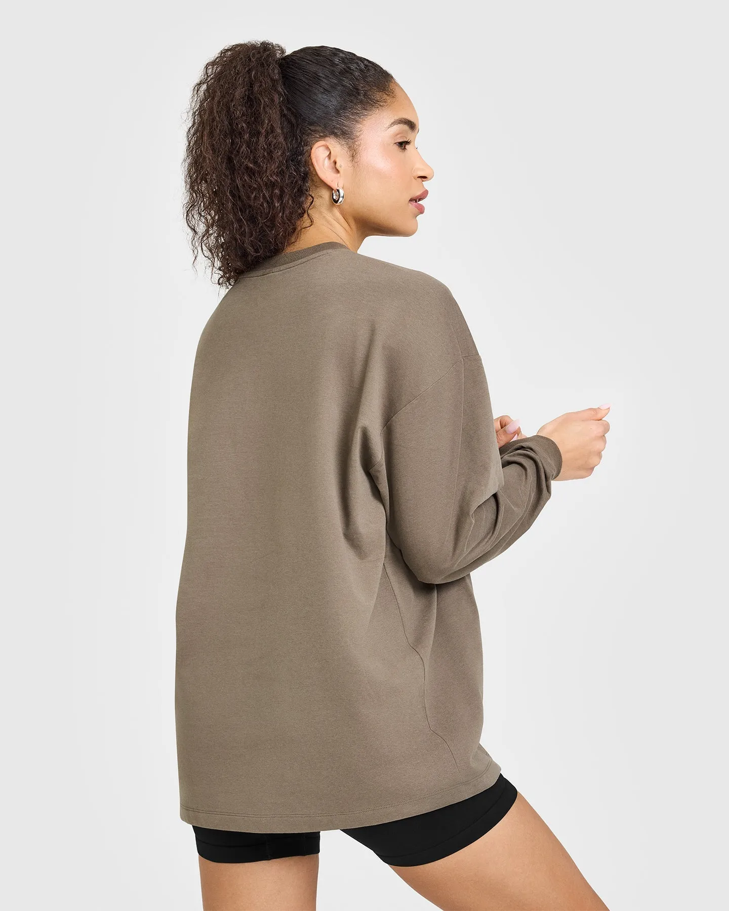 Classic Oversized Lightweight Long Sleeve Top | Moss Brown sold by Oner Active product image thumbnail 2