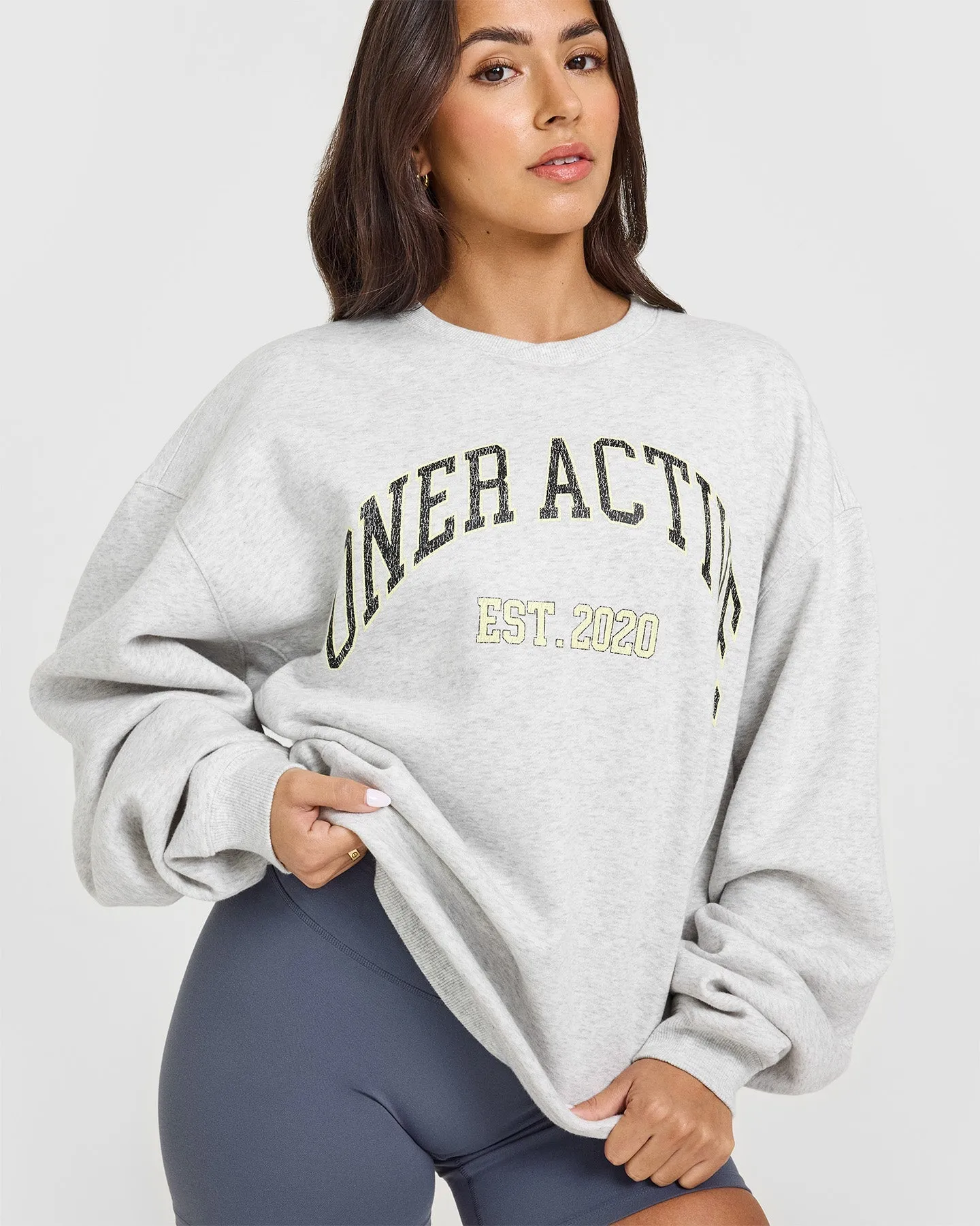 Foundations Oversized Sweatshirt With Large Printed Graphic | Light Grey Marl sold by Oner Active product image thumbnail 4