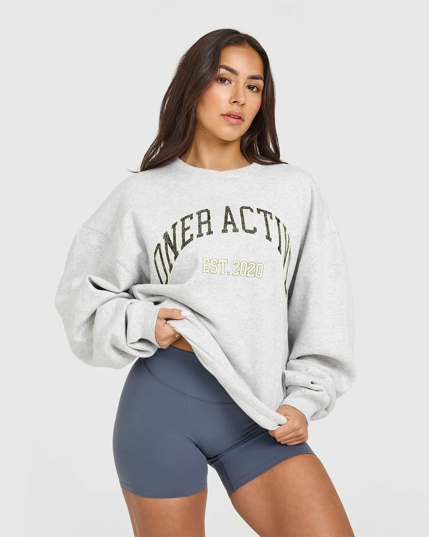 Foundations Oversized Sweatshirt With Large Printed Graphic | Light Grey Marl sold by Oner Active