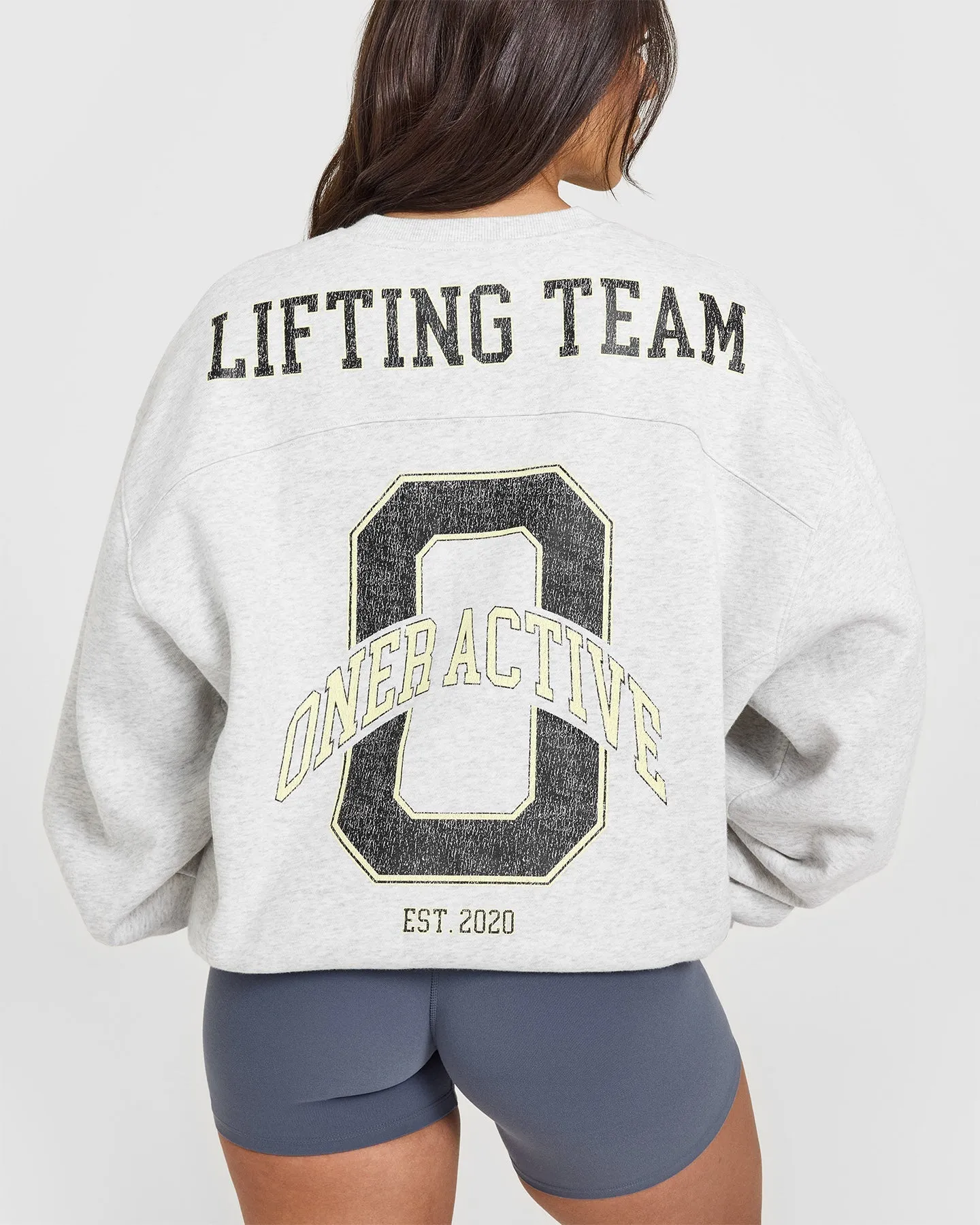 Foundations Oversized Sweatshirt With Large Printed Graphic | Light Grey Marl sold by Oner Active product image thumbnail 5