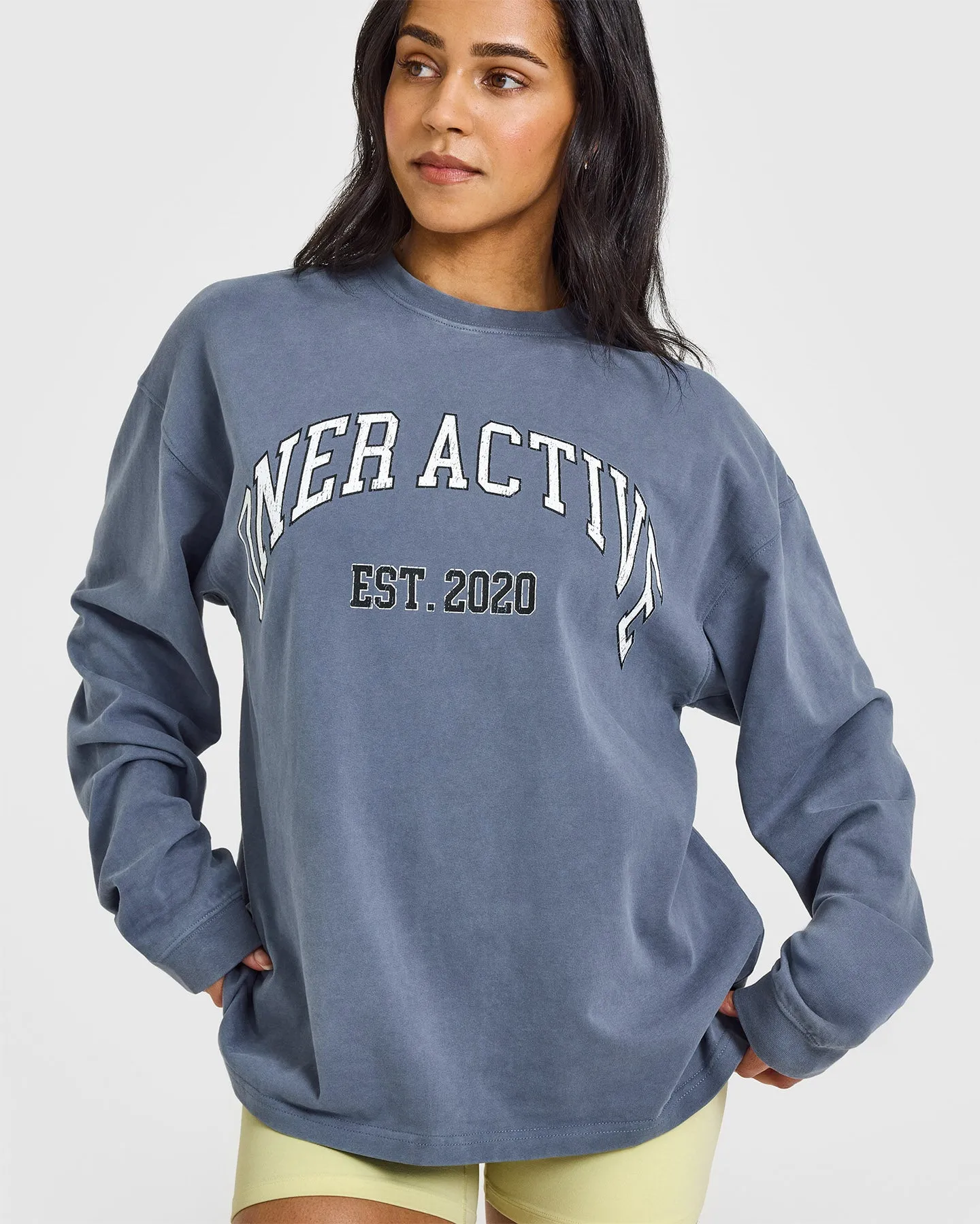 Oner Graphic Washed Long Sleeve Top | Granite Blue sold by Oner Active product image thumbnail 5