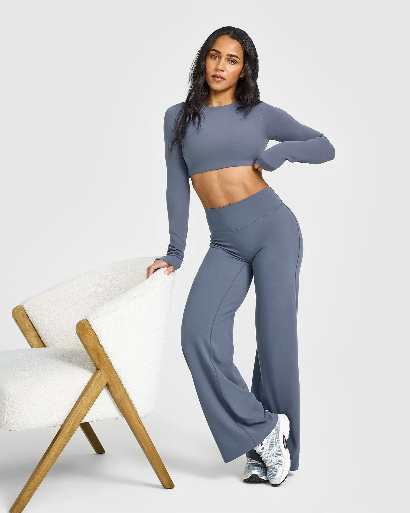 SoftMotion™ Long Sleeve Crop Top | Granite Blue sold by Oner Active product image thumbnail 3