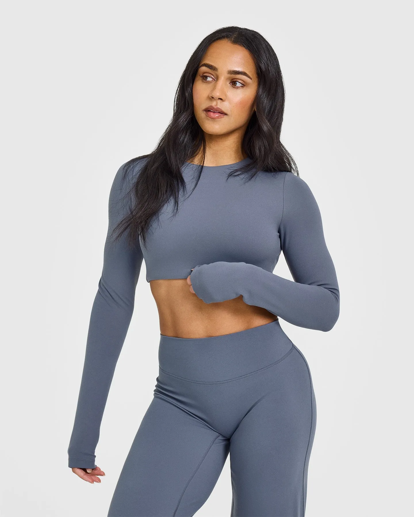 SoftMotion™ Long Sleeve Crop Top | Granite Blue sold by Oner Active