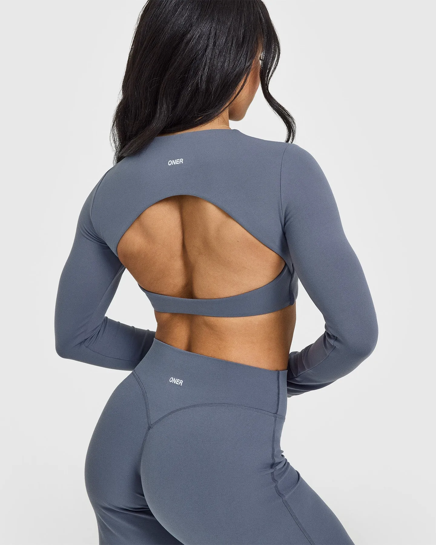 SoftMotion™ Long Sleeve Crop Top | Granite Blue sold by Oner Active product image thumbnail 4