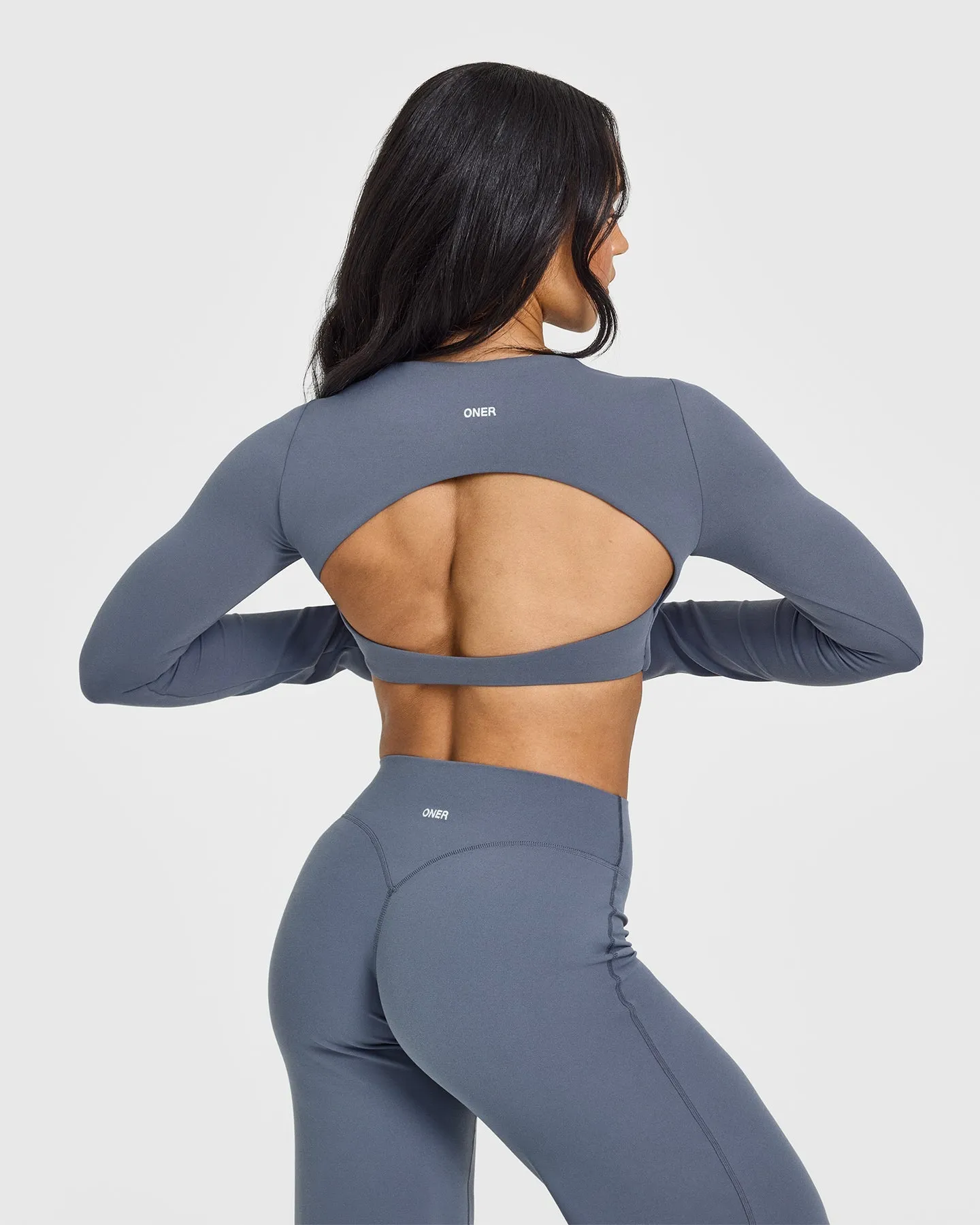SoftMotion™ Long Sleeve Crop Top | Granite Blue sold by Oner Active product image thumbnail 2
