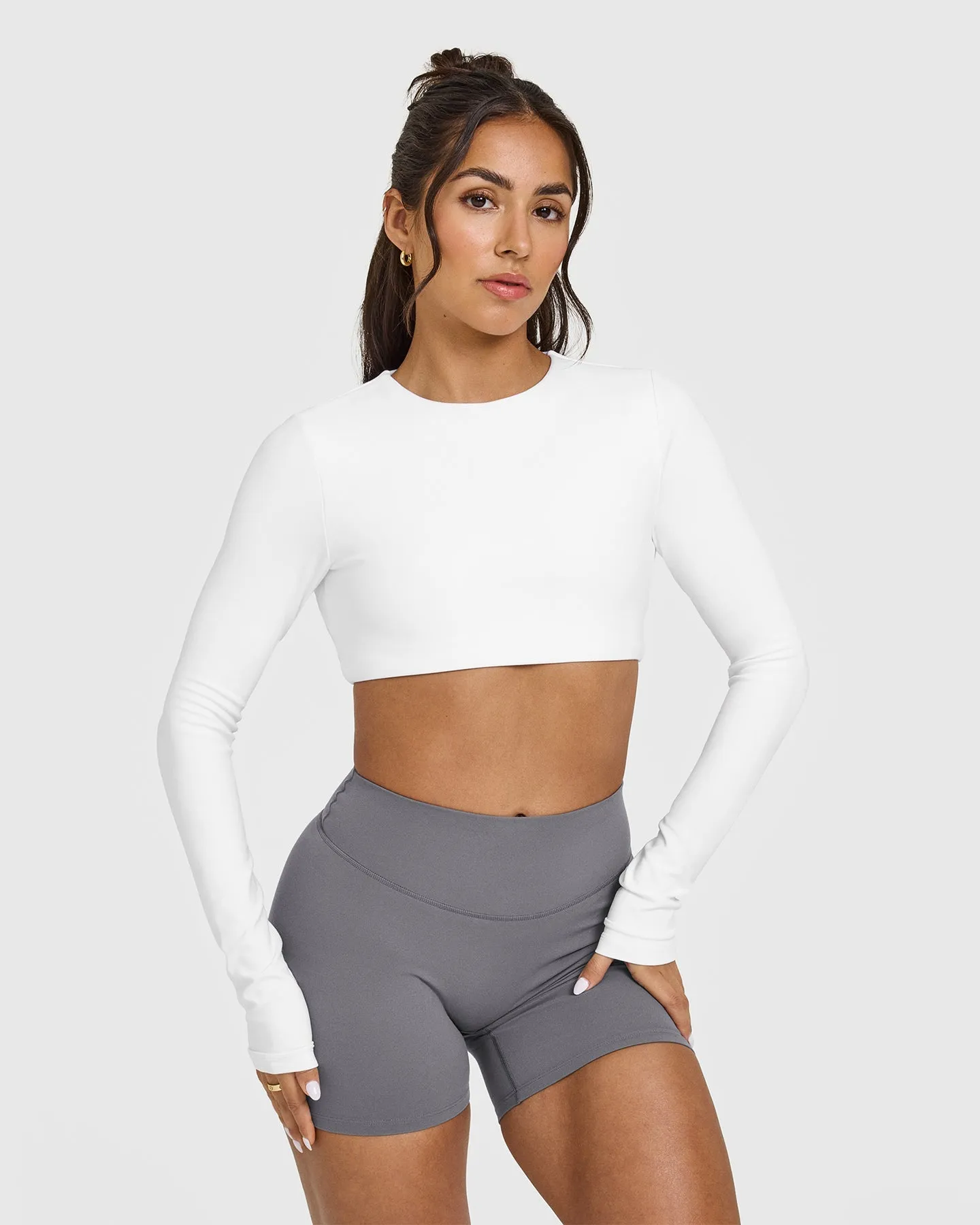 SoftMotion™ Long Sleeve Crop Top | White sold by Oner Active