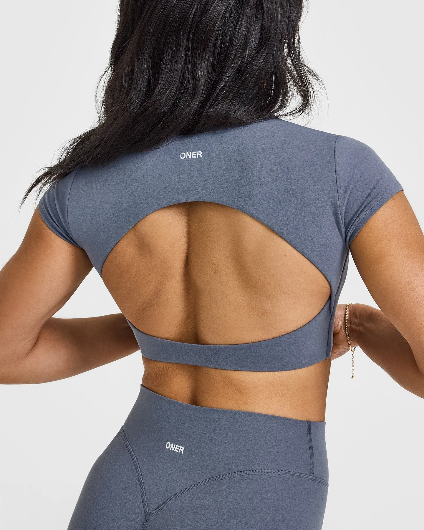 SoftMotion™ Short Sleeve Crop Top | Granite Blue sold by Oner Active product image thumbnail 4