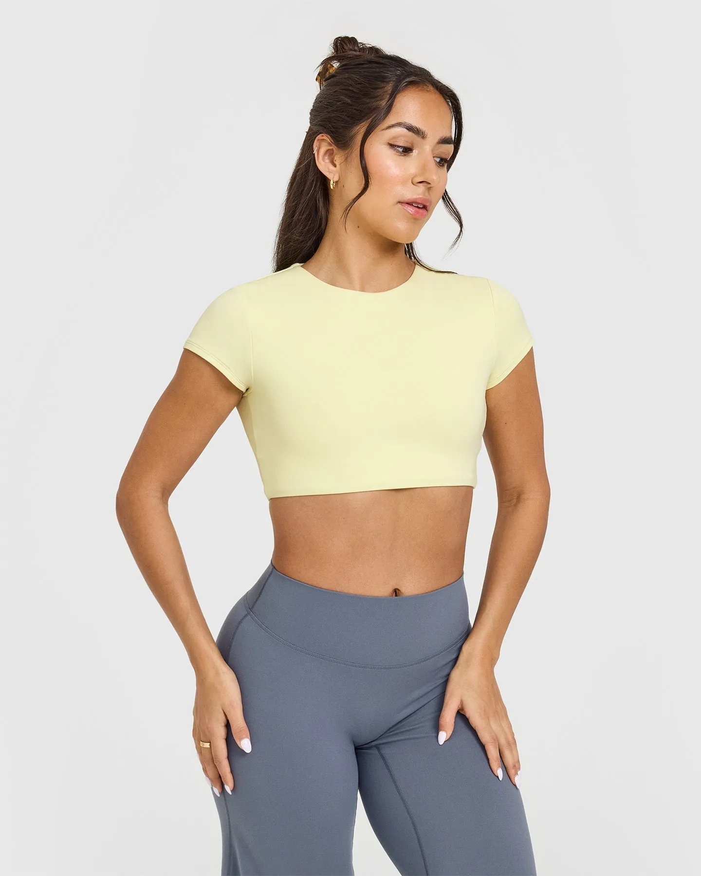 SoftMotion™ Short Sleeve Crop Top | Pastel Yellow sold by Oner Active