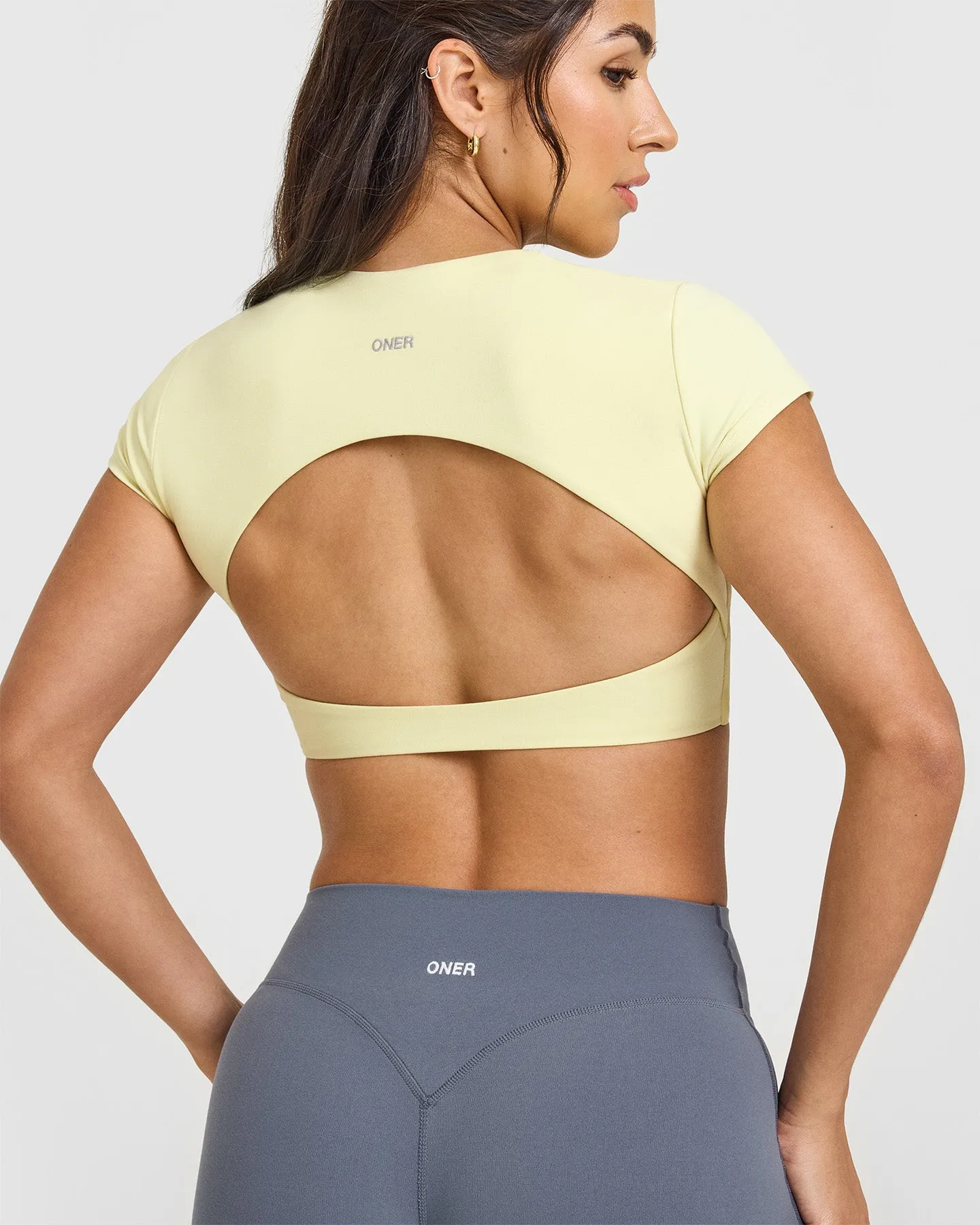 SoftMotion™ Short Sleeve Crop Top | Pastel Yellow sold by Oner Active product image thumbnail 4