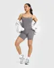 SoftMotion™ Strappy Mid Vest with Built in Bra Shelf | Ash Grey sold by Oner Active